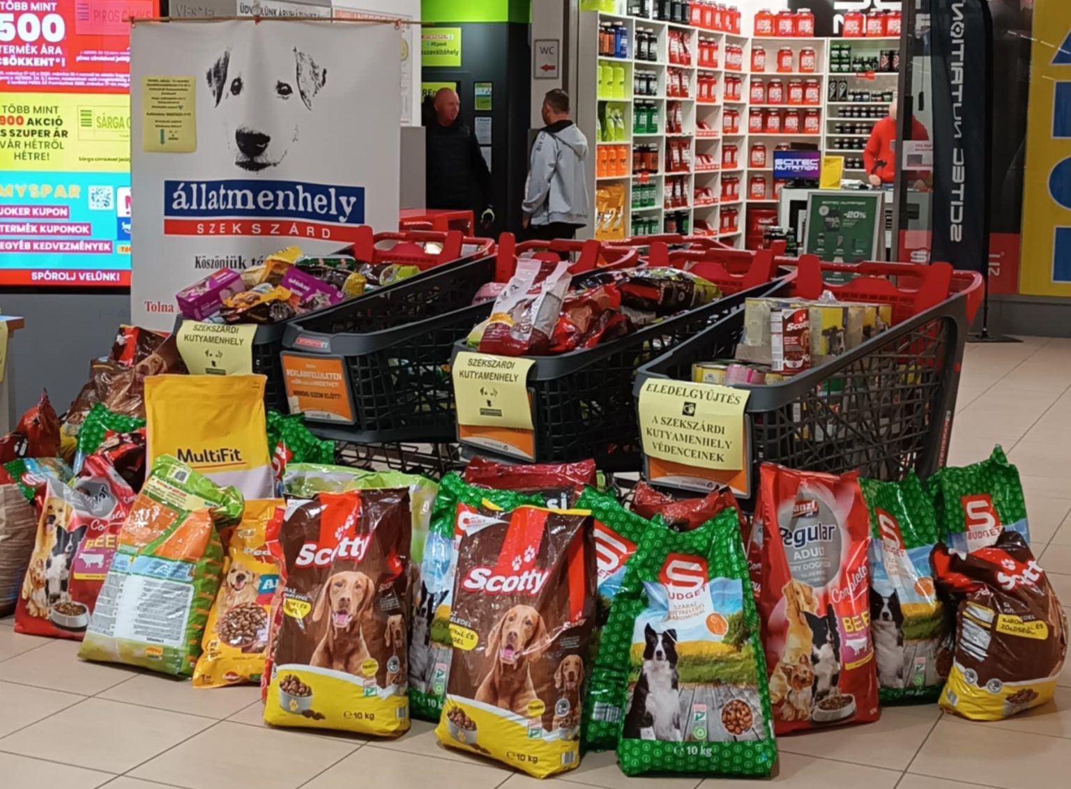 Közel három és fél tonna eledelt adományoztak a Szekszárdi Kutyamenhelynek